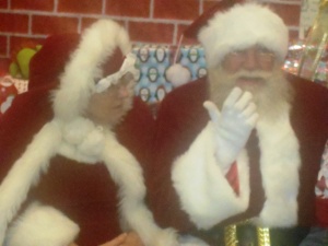 My mom and dad as Mrs. Clause and Santa Clause.